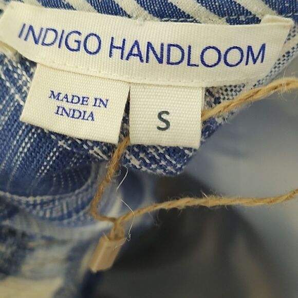 Indigo Handloom Blue And White Cotton  Plaid Maxi Dress - Picture 5 of 12